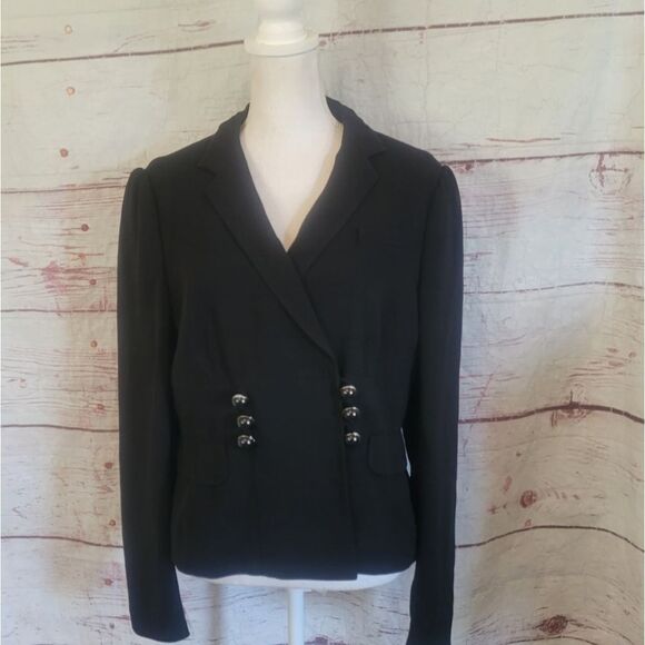 Prada Black Decorative Toggle Button Closure Blazer Size 12 - Picture 1 of 7